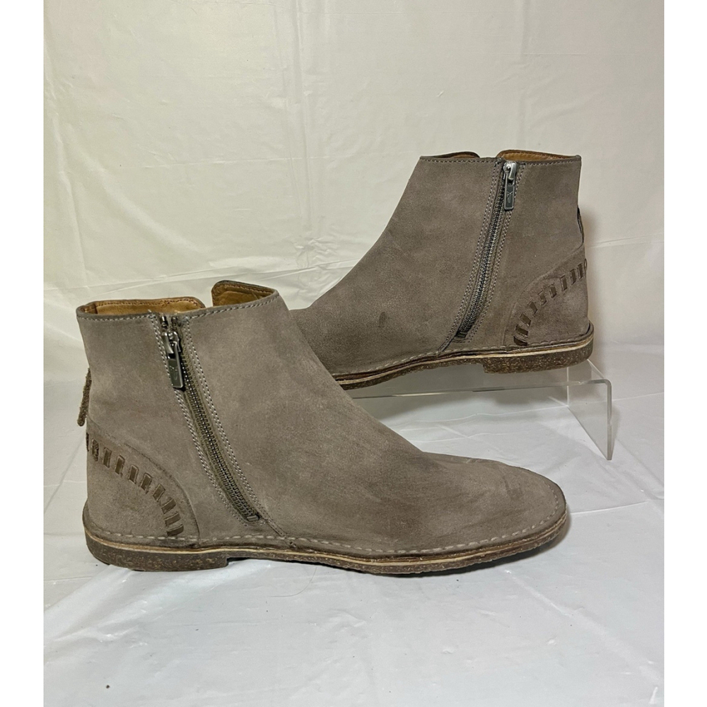 Frye Sierra Whipstitch Suede Tan Boho Crepe Festival Bootie Size 9.5M - Picture 10 of 11